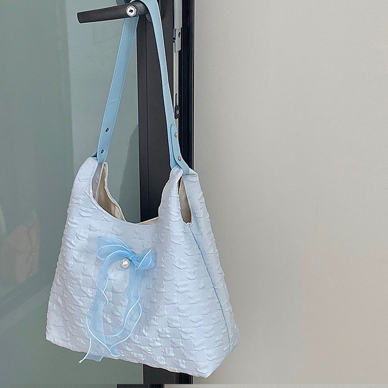 Grande capacità per il tempo libero con fiocco per le donne 2024 nuova borsa a tracolla di nicchia, borsa tote versatile per i pendolari_voghion.com