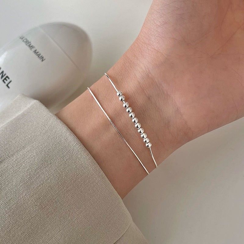 Catena a doppio strato in osso di serpente, bracciale di alta qualità, perlina rotonda femminile, design di nicchia, Instagram, semplice e_voghion.com
