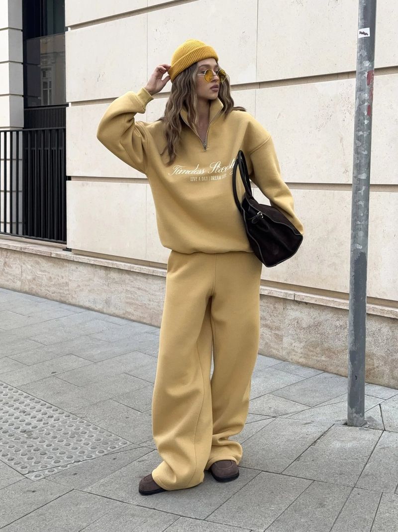 Oversized Letter Print Sweatshirt & Jogger Set - Unisex Streetwear Lounge Two-Piece, Drop Shoulder Long Sleeve Hoodie With Matching Drawstring Pants_voghion.com
