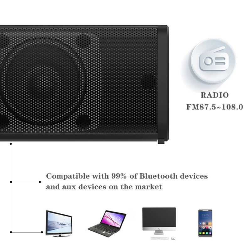 Powerful Soundbar Sound Radio Blaster Bar Audio TV PC Computer Subwoofer Wireless Home Theater Speaker_voghion.com