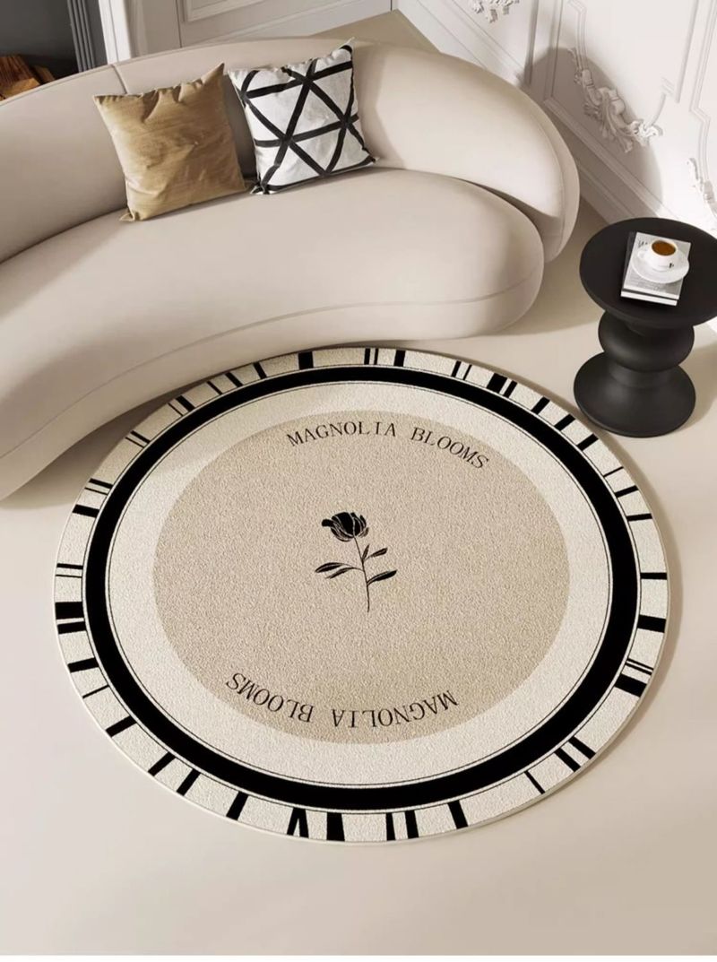 Cream Style Round Carpet Light Luxury High End Living Room Coffee Table Bedroom Bedside Cloakroom Dressing Table Chair Floor Mat_voghion.com