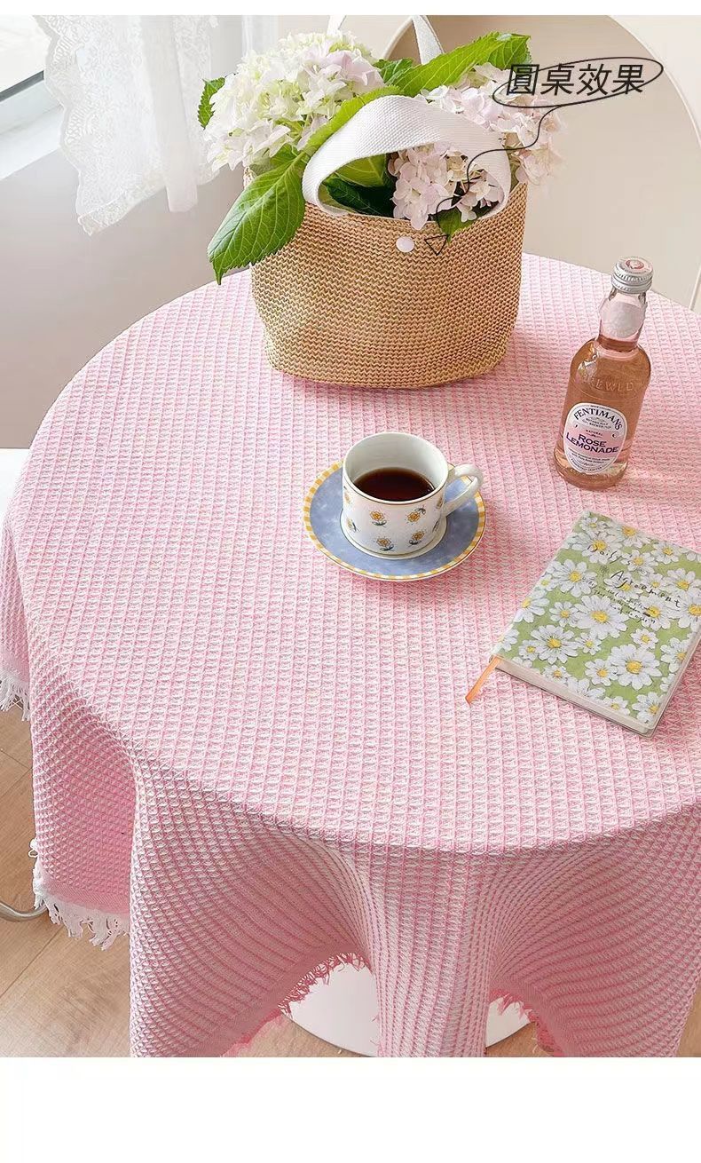 Tovaglia quadrata in misto cotone e lino spesso color tè al latte per tavolo da pranzo_voghion.com