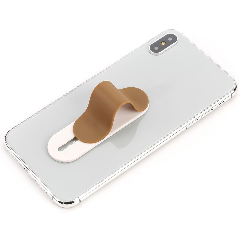 Kunjiuyou Fingerrem Grip Stand Holderbeslag til iPhone Android Telefon Mini Tablet - Brun_voghion.com
