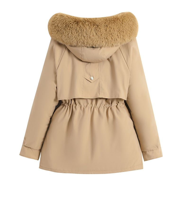 Parka invernale da donna con cappuccio in pelliccia sintetica, piumino lungo, capospalla foderato spesso, cappotto casual alla moda dalla vestibilità ampia per donna_voghion.com