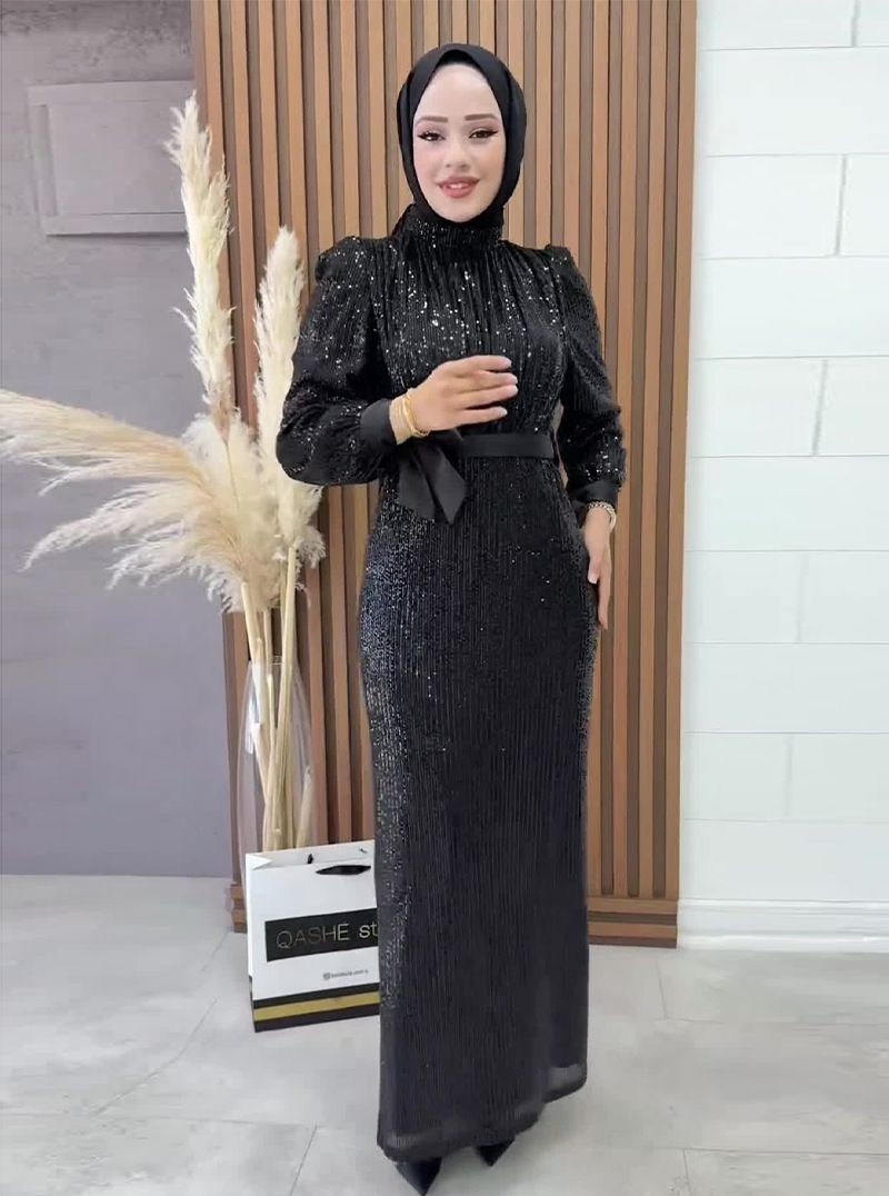 Women's Clothing New Solid Color Long Sleeve Loose Fashion Sequin Muslim_voghion.com