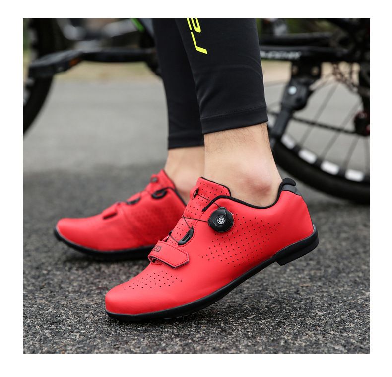Novo estilo de calçados de ciclismo com travas, calçados com trava de fivela dupla, calçados de bicicleta de estrada masculinos e femininos, solado rígido de borracha para mountain bike_voghion.com