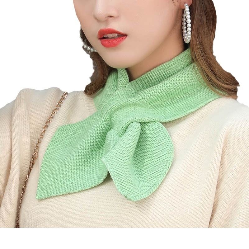 Sciarpa piccola in seta con fiocco, versatile, in maglia, versione coreana, per autunno e inverno, calda e avvolgente._voghion.com