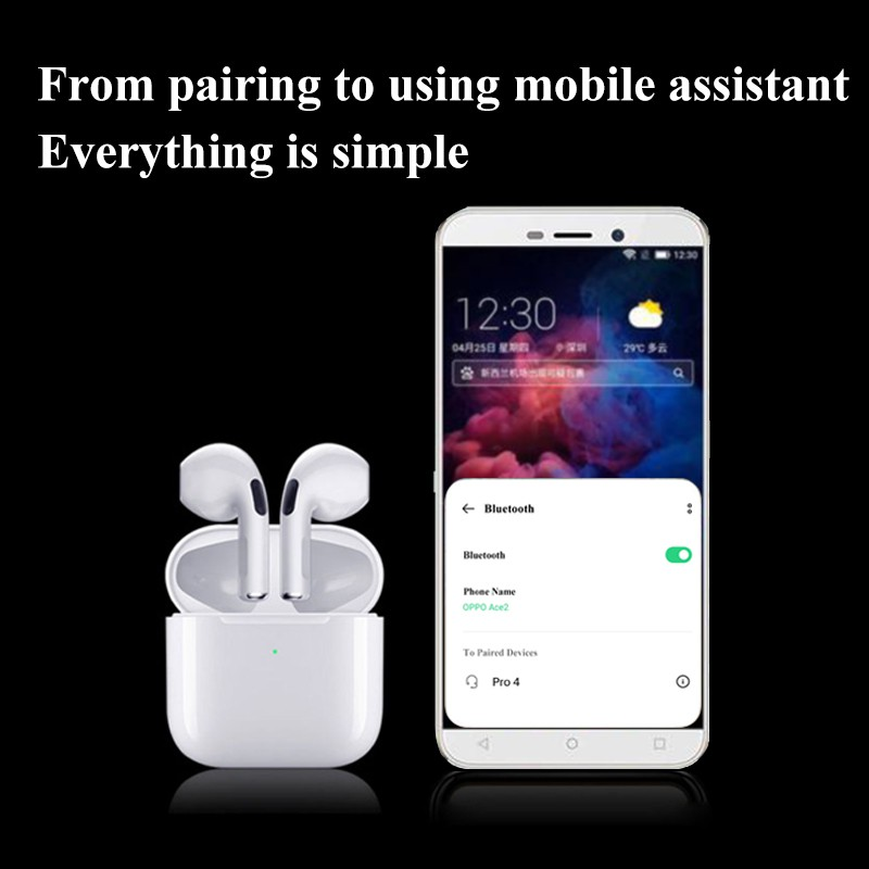 Pro4 trådløse øretelefoner med anti-forstyrrelser, lav latens, berøringskontroll, hi-fi-lyd, Bluetooth-kompatibel 5.0-ørepropp for spilling_voghion.com
