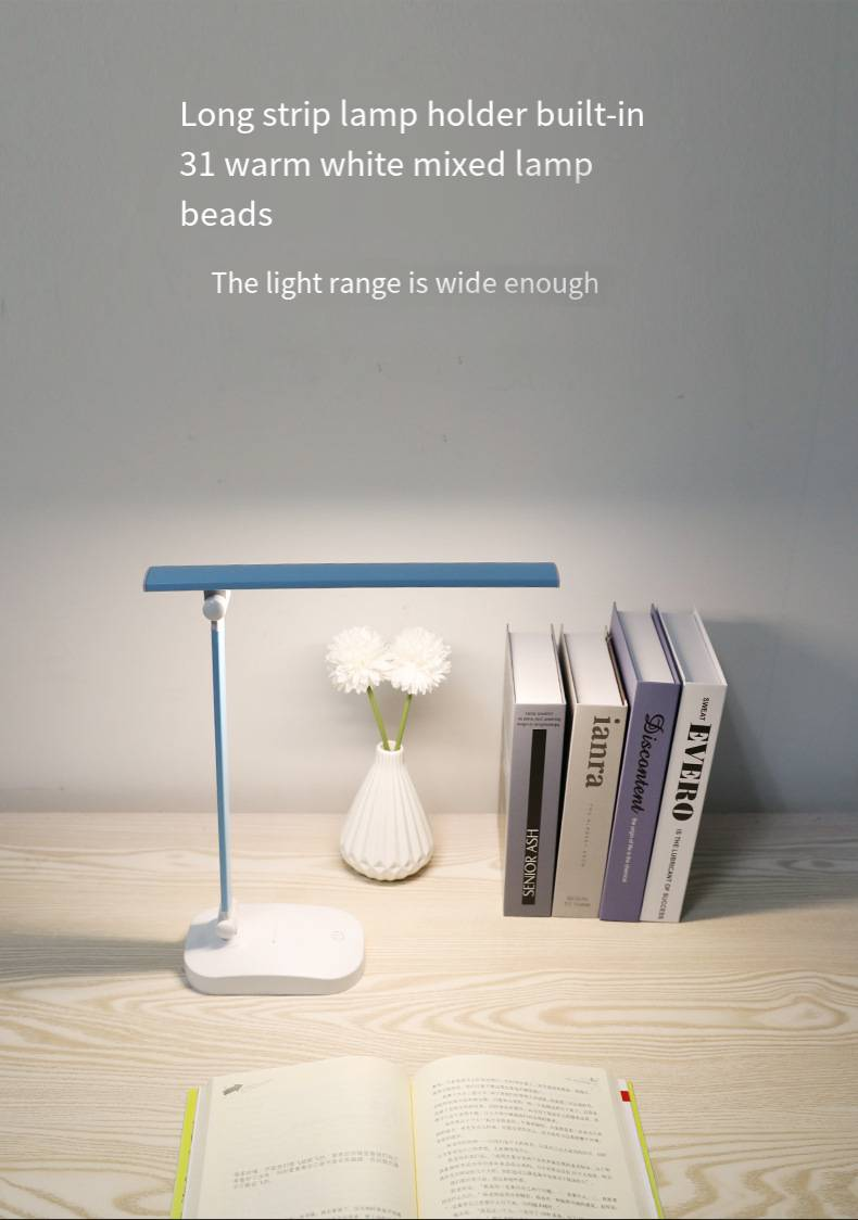 Lampe de bureau pliable à LED pour protection des yeux, chargement USB, gradation tactile, lampe de bureau pour dortoir d'étudiants, lampe de chevet pour chambre à coucher_voghion.com