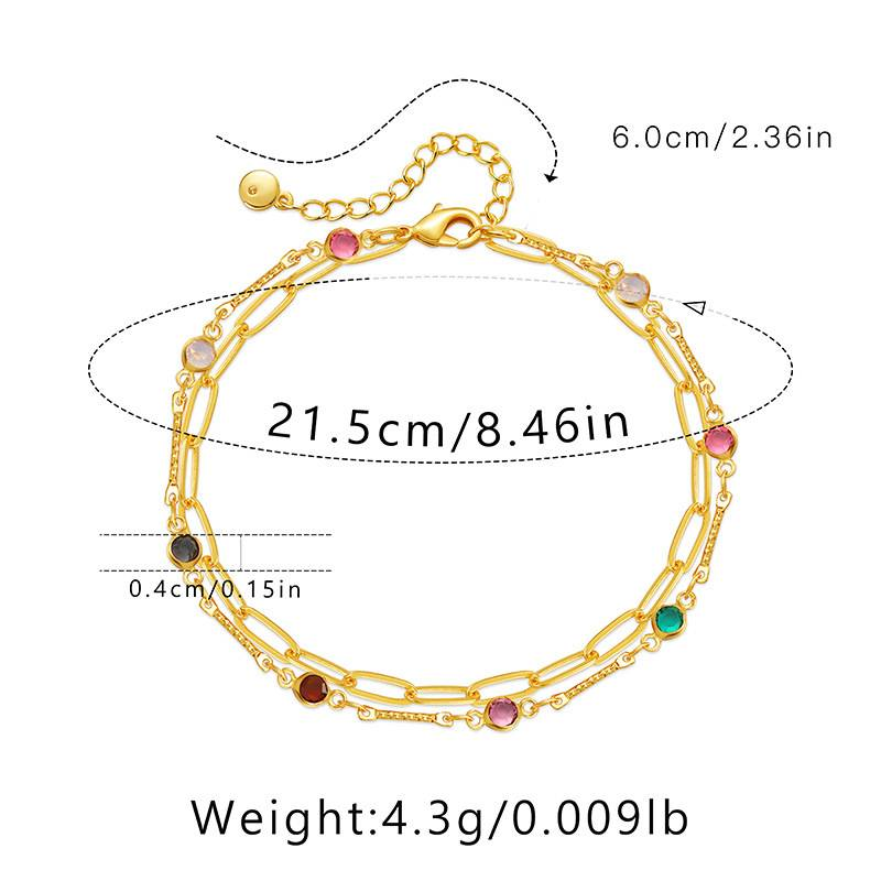 Cavigliera in stile europeo semplice multistrato in oro con catena Fashion OL_voghion.com