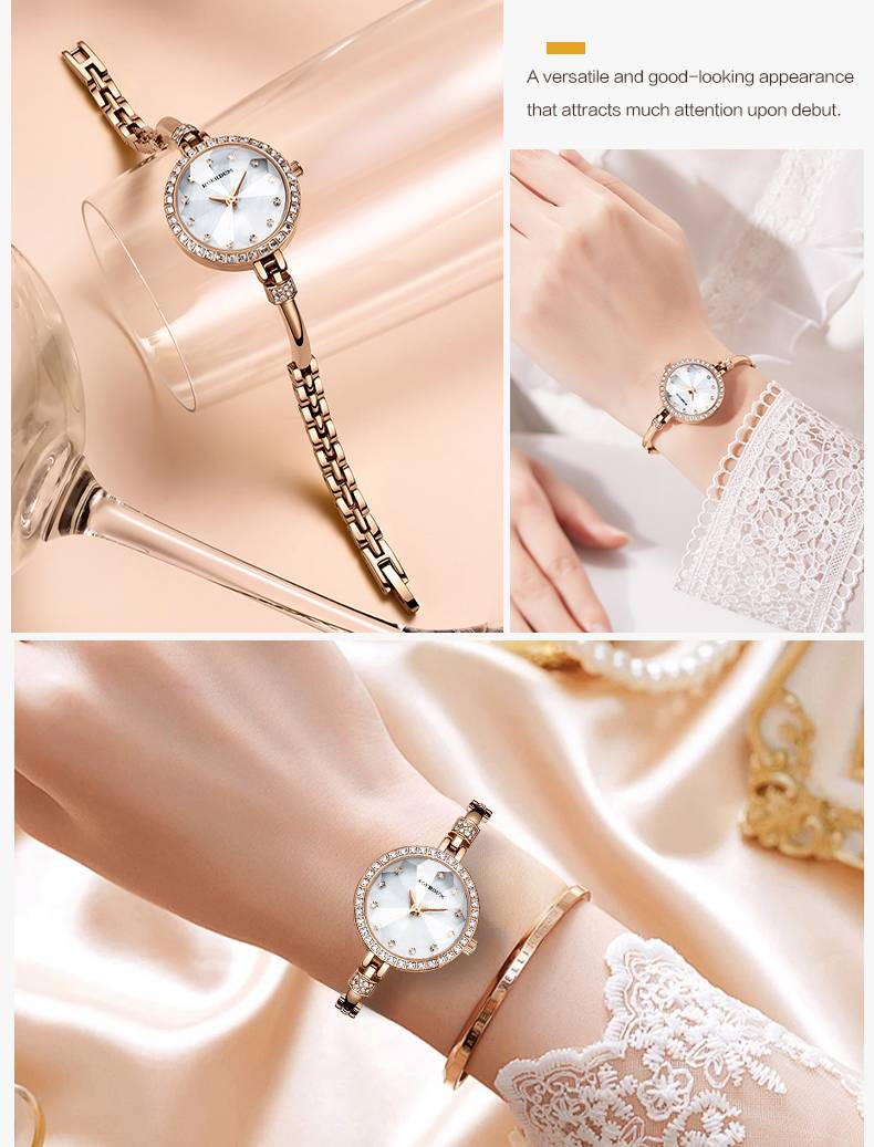Colección ROERDUM Guardian Goddess - Pulsera fina dorada - Esfera de nácar blanco - Reloj minimalista de cuarzo para mujer_voghion.com