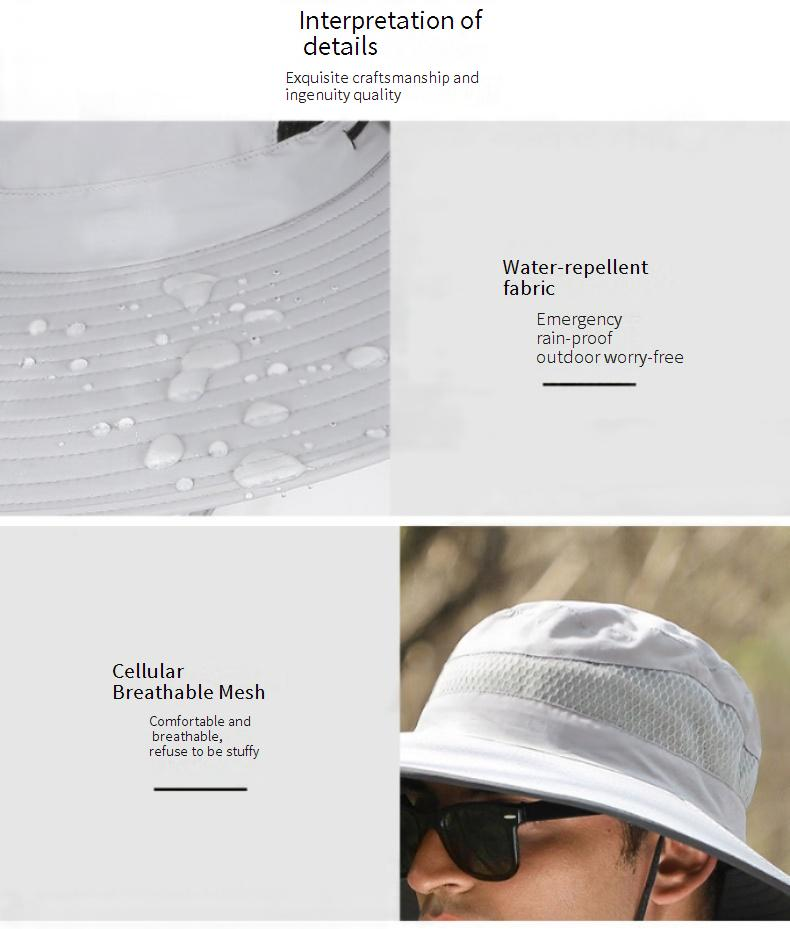 Solar-Powered Cooling Hat With Detachable Fan - Wide Brim Sun Hat For Men, Ultra-Strong Wire Frame & Adjustable Airflow For Outdoor Activities_voghion.com