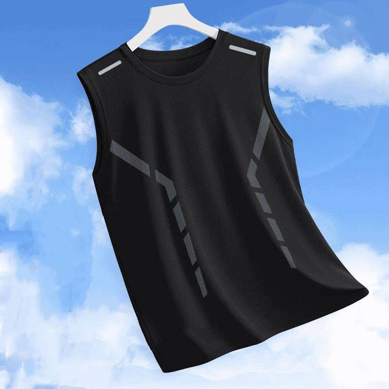 Running Summer Sleeveless T-shirt Quick Drying Sports Fitness Tank Top Mesh Breathable Shoulder Thin_voghion.com