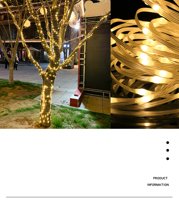 Luzes de LED para exterior - Cordão de luzes solares à prova d'água com controle remoto, 8 modos de iluminação, fio flexível para jardim, pátio e decoração de Natal_voghion.com