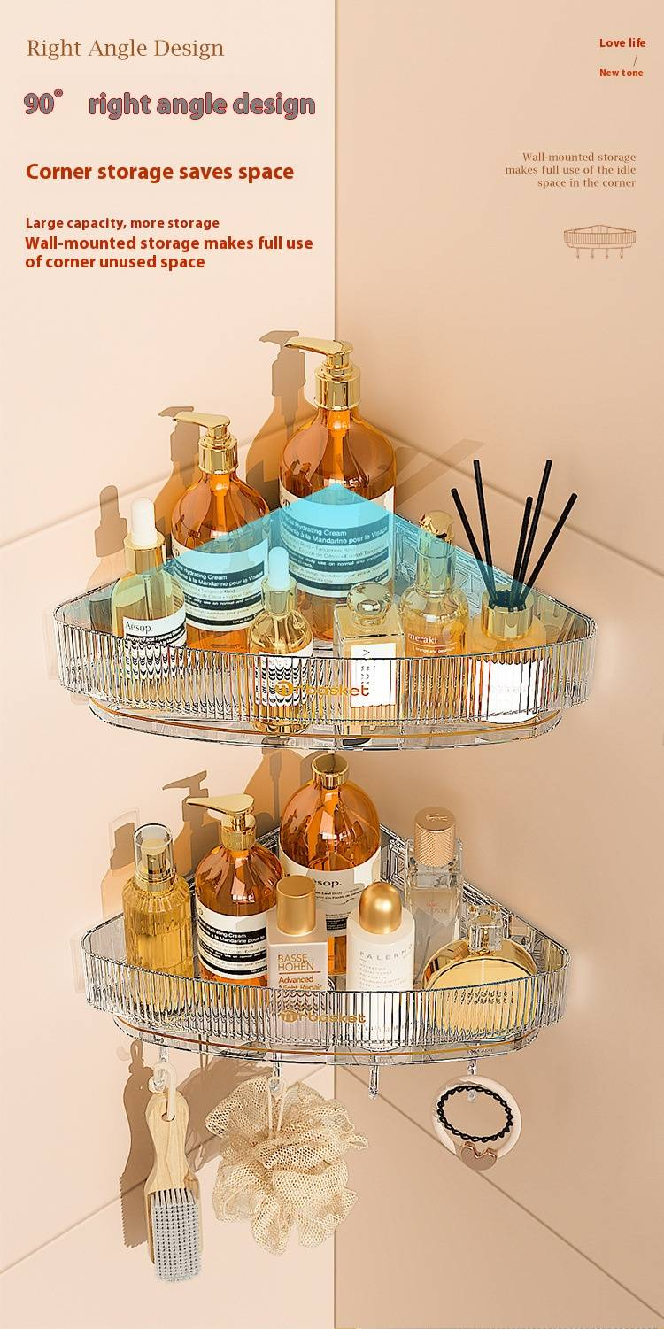 Corner Shower Shelf – Wall-Mounted Bathroom Organizer For Shampoo & Soap (Transparent Green, Plastic, 5KG Capacity, Space-Saving Design)_voghion.com