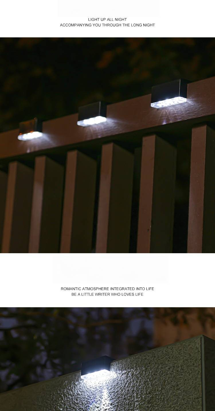 Luci solari per gradini da esterno, luci per scale da giardino con 3 LED, illuminazione impermeabile per recinzioni, scale, ringhiere, muri e vialetti (luce bianca)_voghion.com