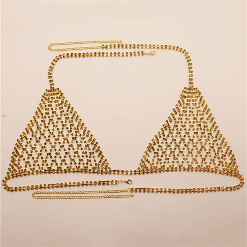 Exotisches Körperketten-Set für Damen mit gelben Kristall-Strasssteinen für Partys, Tänze und besondere Anlässe – Netzdesign, eleganter und sexy Tanz_voghion.com