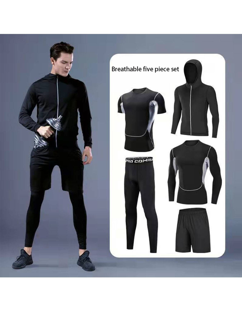 Fitness Suit, Men's Set, Sports Quick Drying Tight Fitting Suit, Training Suit, Seasonal Running, Basketball, Gym Fitness Suit_voghion.com
