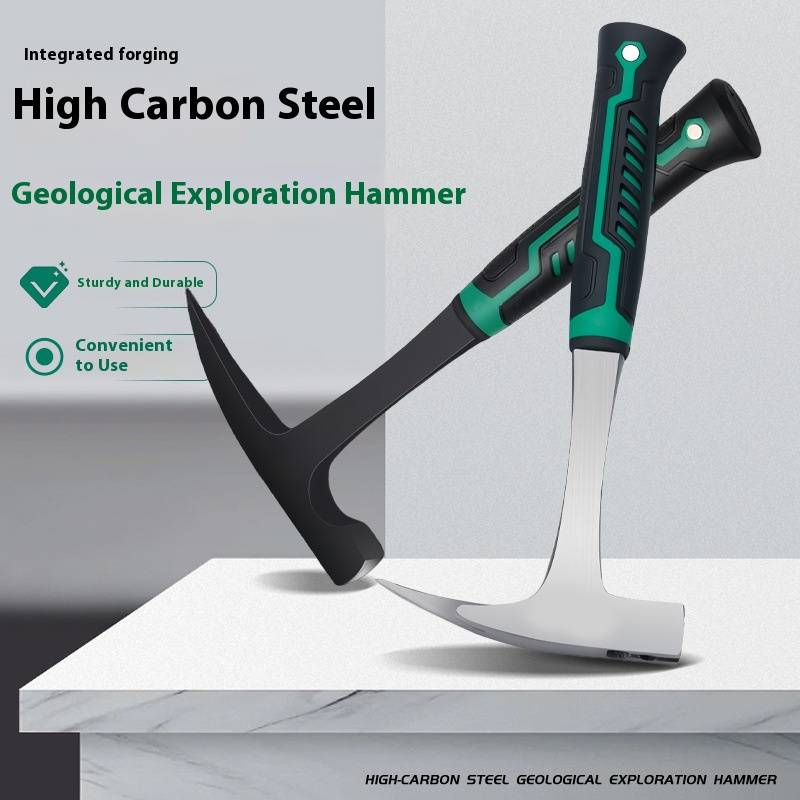 High-Carbon Steel Geology Hammer – Multi-Function Rock Pick, Mining & Mountaineering Tool With Anti-Shock Handle_voghion.com