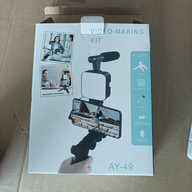 Fill Light, Microphone, Selfie Stick Set, 5-in-1 Portable Mobile Phone Tripod, Suitable For Live Streaming, Vlog, Outdoor Activities, Interviews_voghion.com