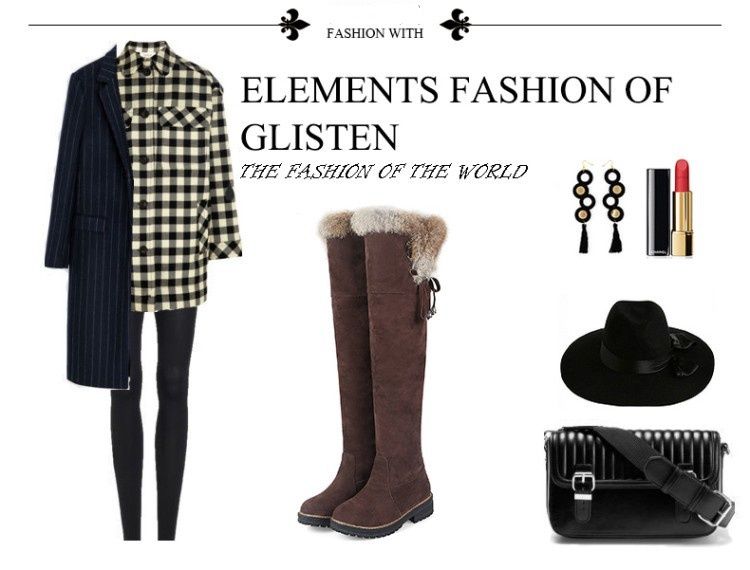 Neue Damenstiefel, Overknee-Stiefel mit Futter, Baumwollstiefel, Stiefel mit niedrigem Absatz, große Damenschuhe_voghion.com