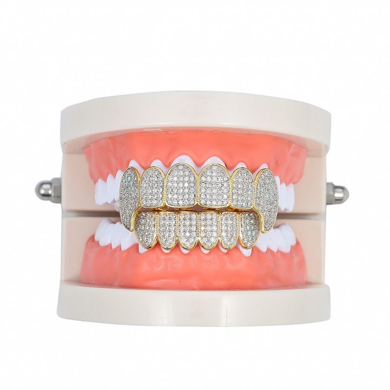 hip hop bretelle dorate Halloween unisex ecologiche in rame micro intarsiato zircone bretelle personalità cool_voghion.com
