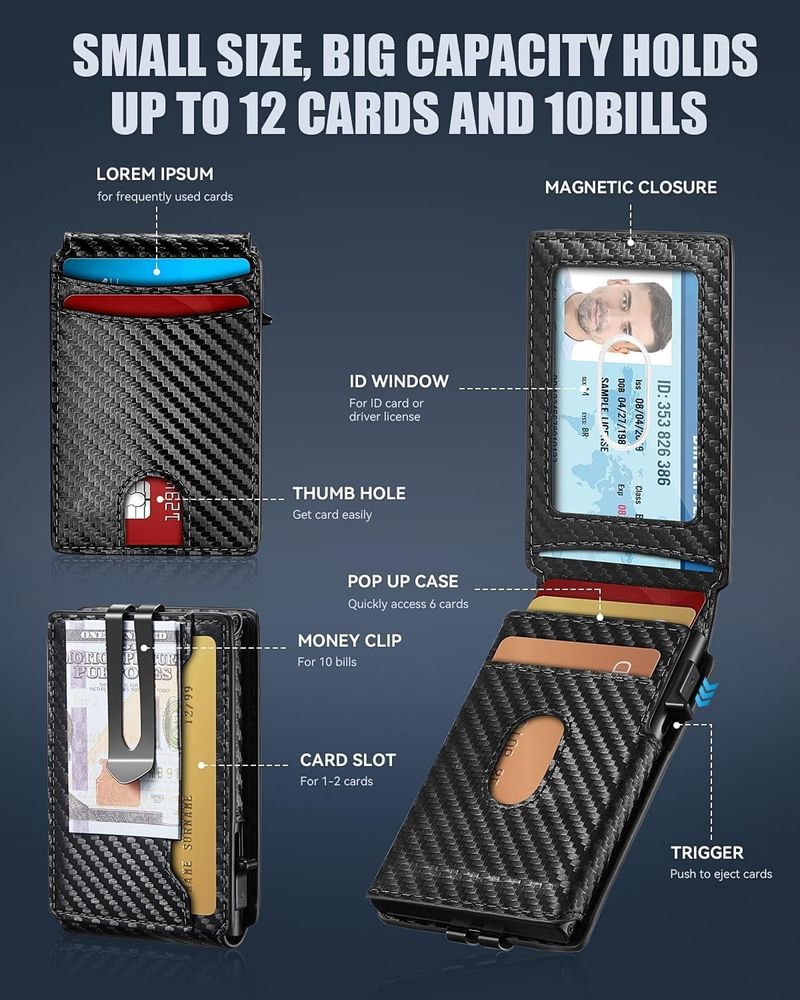 New Large Capacity Flip Cover Magnetic Wallet Anti Lost Men's Credit Card Bag RFID Anti Theft Business Wallet_voghion.com