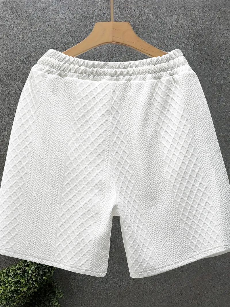 Men's Casual Drawstring Jacquard Sport Shorts - Breathable Cotton Blend, Lightweight & Comfortable For Summer, Gym, Travel - S-3XL_voghion.com