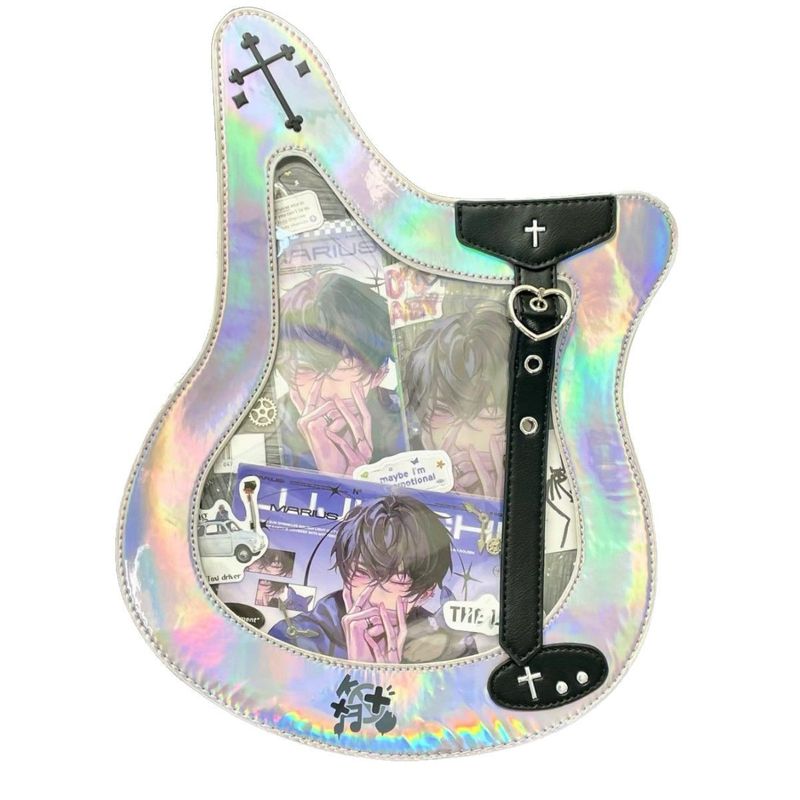 Borsa a tracolla per lo shopping e i pendolari, con distintivo trasparente laser per chitarra basso di New Subculture_voghion.com