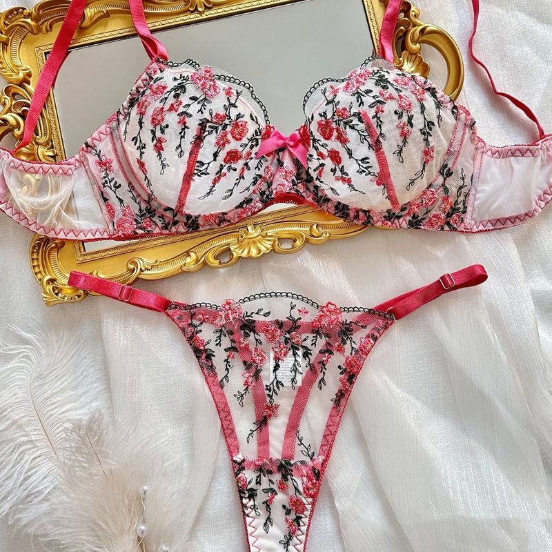 Kiano Cross Border Foreign Trade New High End Temperament Style Floral Embroidery Transparent Mesh Temptation Sexy_voghion.com