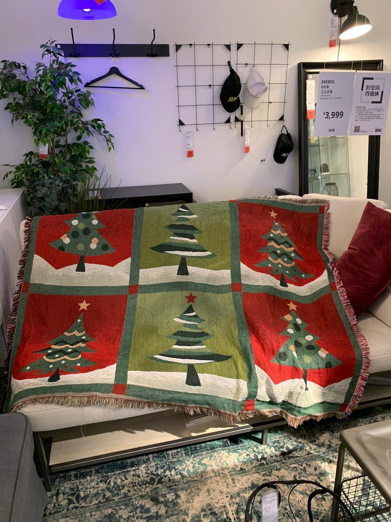 American Merry Christmas Christmas Tree Decorative Blanket Blanket_voghion.com