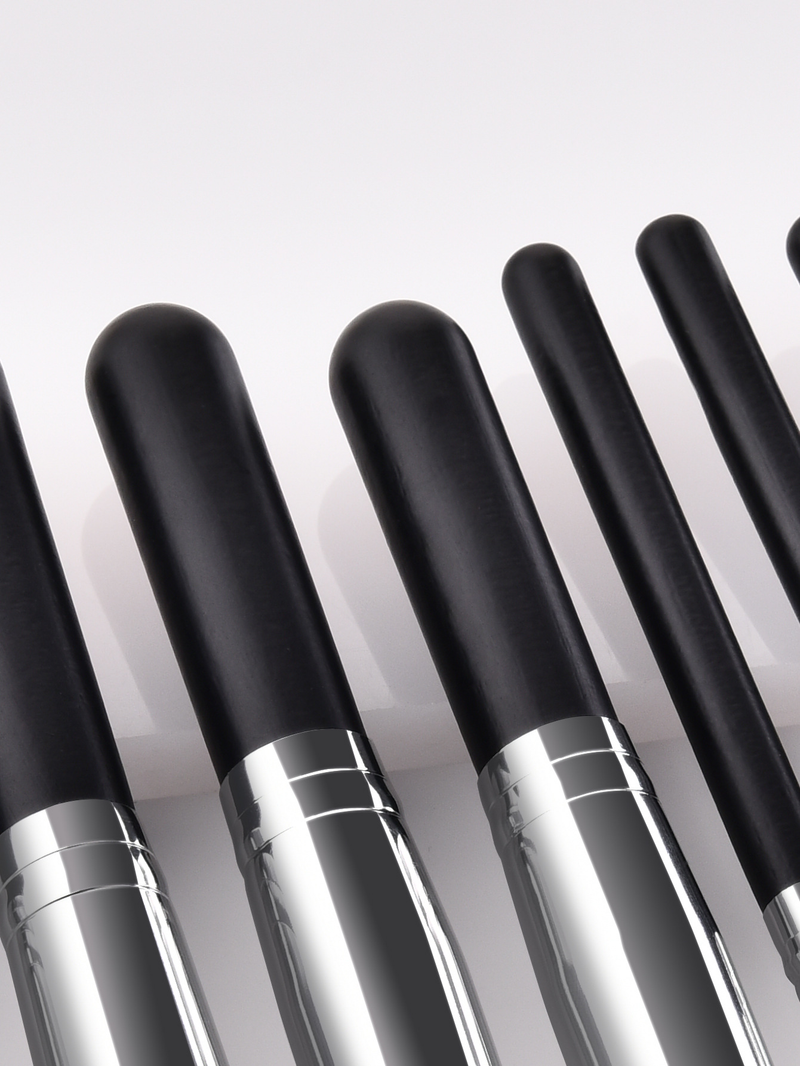 14-piece makeup brush set, black and silver, five big and five small, double-headed eyelash brush, makeup tools GUJHUI_voghion.com