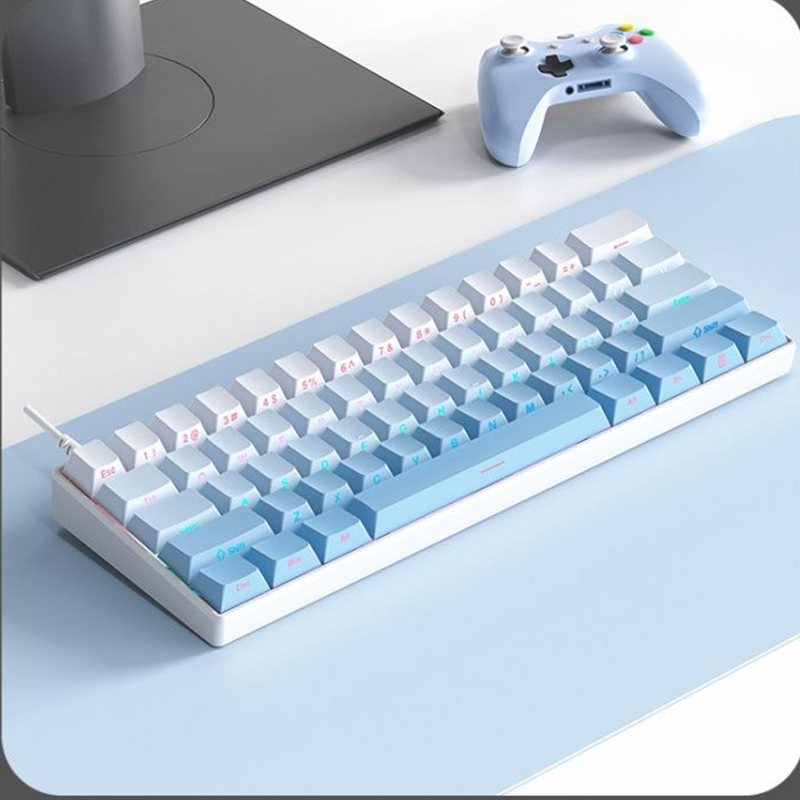 Miniteclado mecánico portátil F61 con cable, luz mixta, periférico para juegos de computadora y oficina, 61 teclas_voghion.com