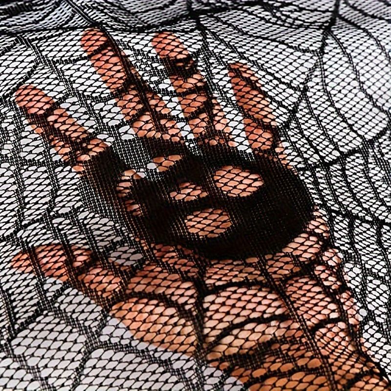 Halloween black spider web mantel cloth fire towel fireplace towel_voghion.com