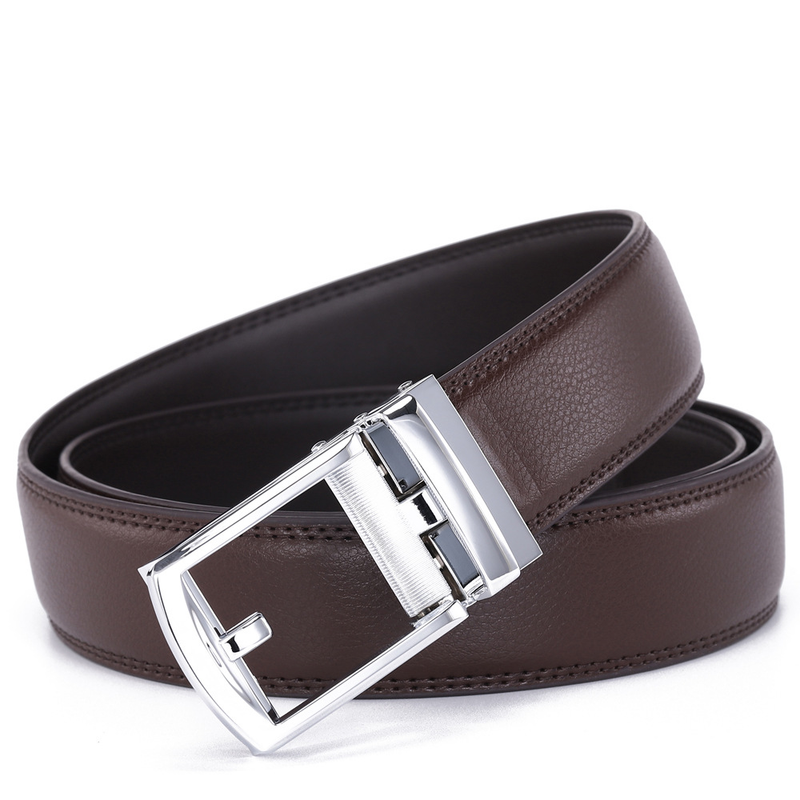 2024 New Fashion Versatile Leather Belt Men's Automatic Buckle Belt Cowhide Belt False Needle Buckle Belt_voghion.com