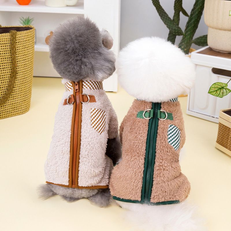 Clothing Double D-Ring Four-Legged Fleece Jacket Autumn Winter Small Dog Pet Clothes_voghion.com