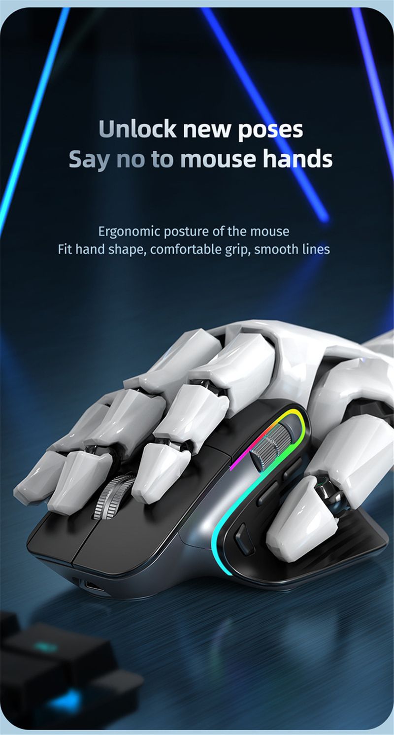 2,4 G Kabellose Bluetooth RGB Wiederaufladbare Ergonomische Computermaus Für Gaming Office_voghion.com