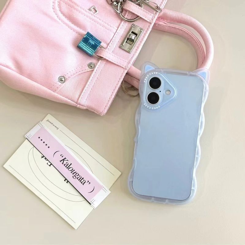 TechGlobe Cat Ear Wave Edge Compatible With IPhone 16 Pro Max Phone Case Soft Shell 15 Protective Cover Anti-Fingerprint_voghion.com