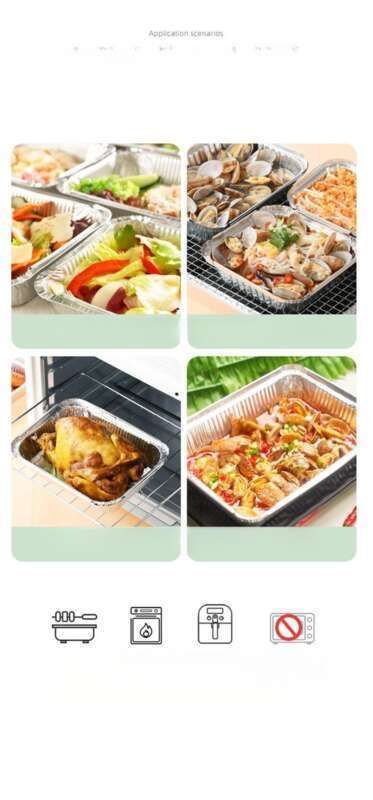 Blechdose, rechteckig, Einweg-Mahlzeitenverpackung, Grillbacken, stark auslaufsicher, unzerbrechlich, Aluminiumfolienbox, verdickt_voghion.com
