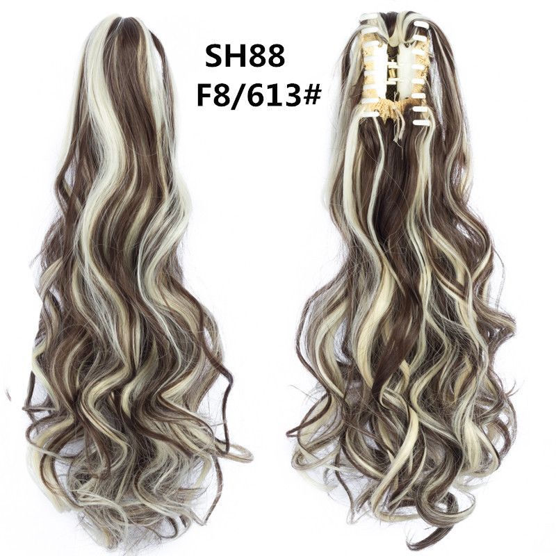 Extension per coda di cavallo con clip e capelli lunghi e ondulati, parrucca sintetica resistente al calore per donna, disponibile in diversi colori._voghion.com