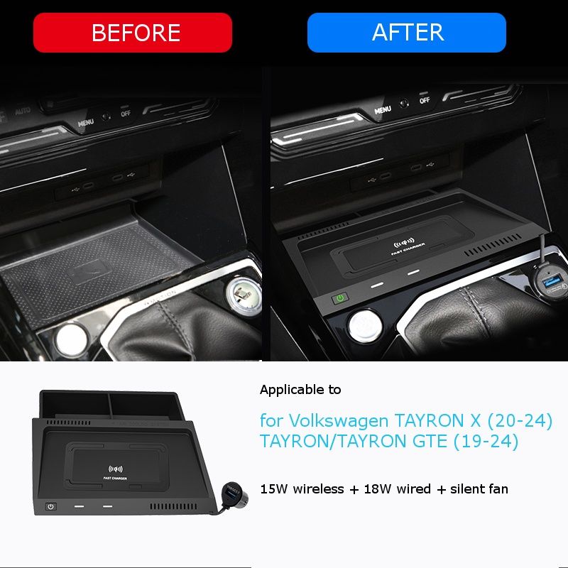 for Volkswagen VW Tharu X 18-20 /Tharu Teramont X Viloran TAYRON GTE Car Wireless Charger Mobile Fast Charging Pad Phone Holder_voghion.com