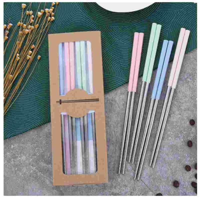 Lot de 2 baguettes de table réutilisables en acier inoxydable multicolore, compatibles lave-vaisselle_voghion.com