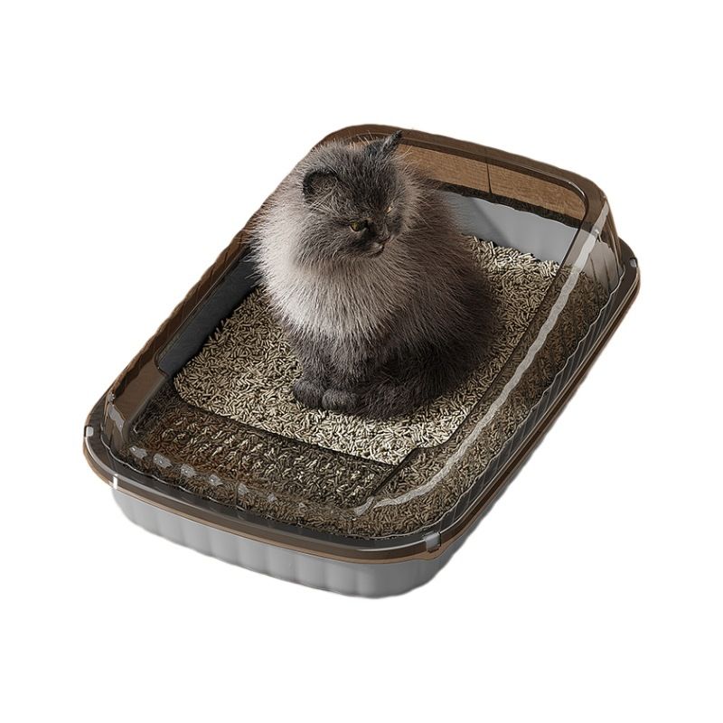 Toilettes semi-fermées extra larges, bac à litière anti-sable pour petit chaton, ensemble de fournitures pour chats_voghion.com