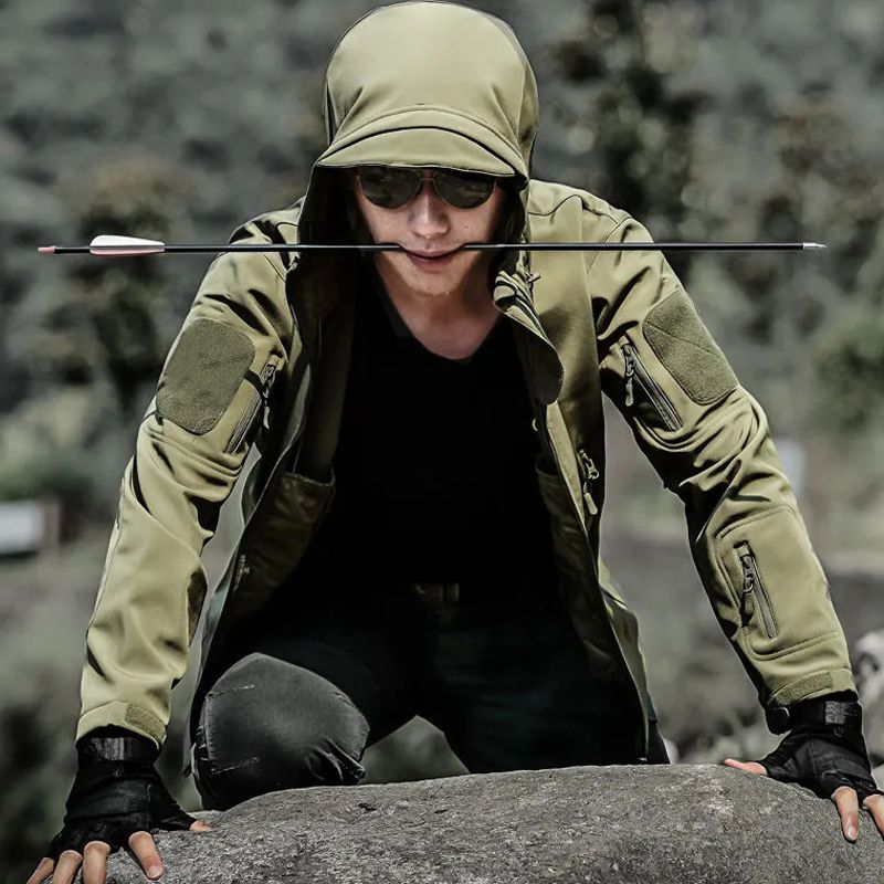 Men's Autumn Winter SoftShell Fleece Waterproof Jackets Male Hood Coats Fishing Hiking Camping Climbing Skiing Pants_voghion.com