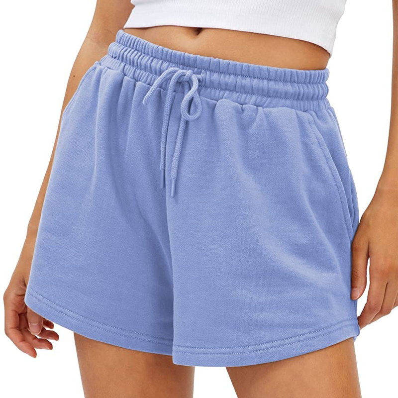 Pantaloncini da fitness da allenamento con tasche a vita alta da corsa elasticizzati sportivi da donna_voghion.com