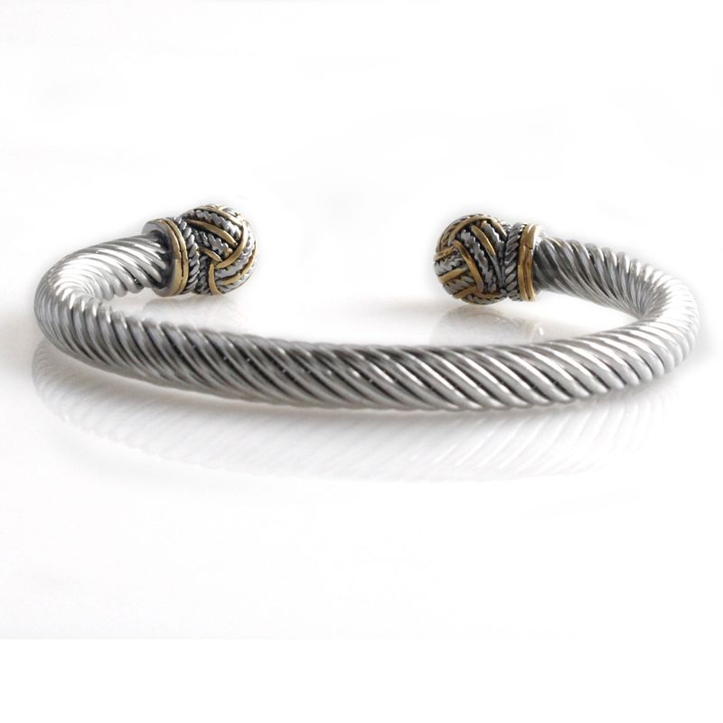 Roestvrijstalen Trend Retro Twist Ball Open Armband Titanium Stalen Verstelbare Kabel Touw Armband_voghion.com