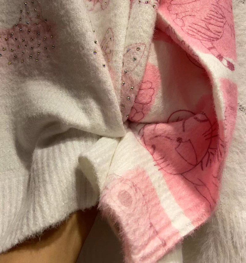 Pull tricoté à manches longues pour femmes, haut imprimé de dessin animé, décontracté, chat occidental, industrie lourde_voghion.com