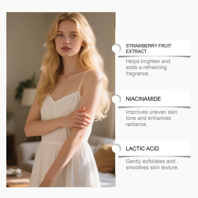 Jaysuing Strawberry Skin Reinigende, Exfoliërende, Hydraterende, Voedende, Verfrissende, Niet-Plakkige Verzorgingscrème_voghion.com