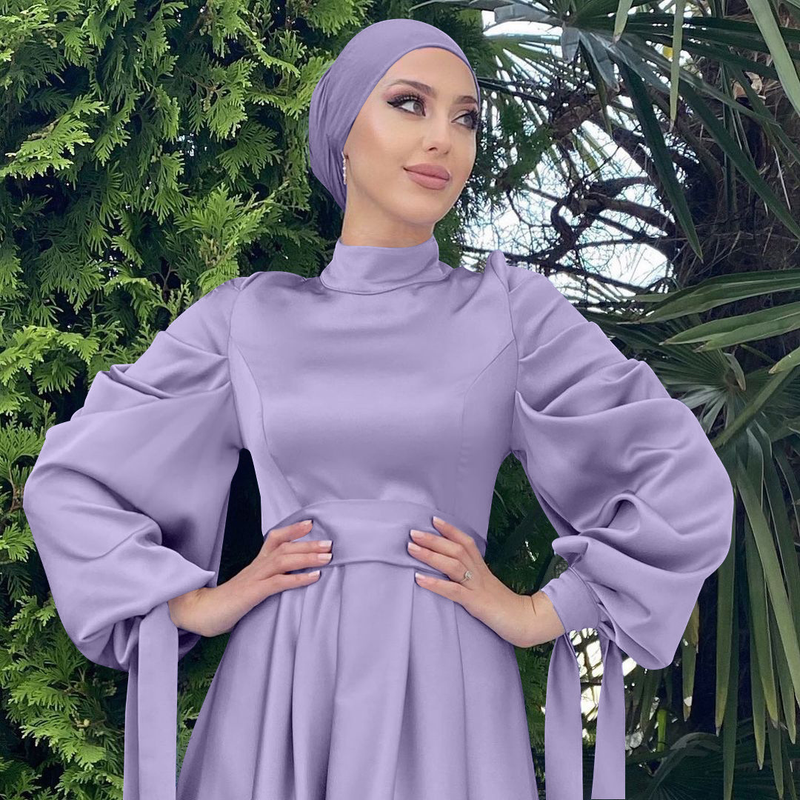 Dameskleding Spot Moslim damesjurk vrouwelijke tuniek tuniek Dubai satijn hoge dichtheid satijn maxi jurk_voghion.com