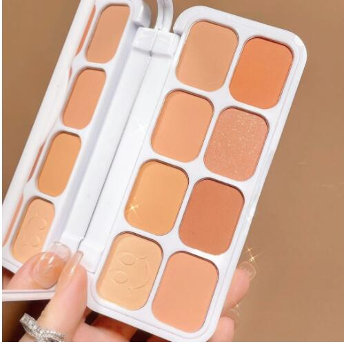 Neue INSFANY8 Farbdiamant-Highlight-Lidschatten-Tablett Perle dreidimensionale konturierende Make-up-Verbesserung_voghion.com